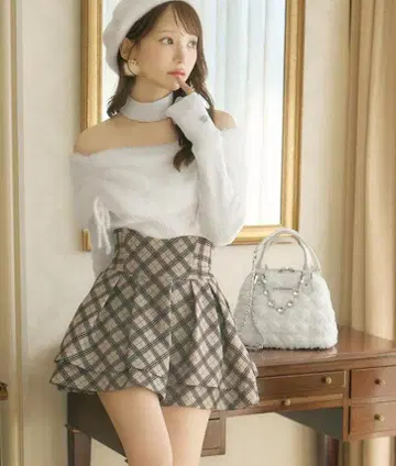 michellMacaron 오리지널 체크 무늬 슬림 레그 스커트 S