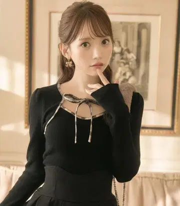 michellMacaron 오리지널 체크 무늬 파이핑 리본 상의 XS