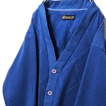 하밴딩 다이아 체크 무늬 가디건 네이비 네이비 컬러 블루 구제 의류