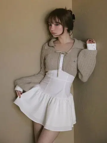 ANDMARY Tess blouse mini dress beige