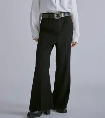 블랙 플레어 팬츠 벨트 포함