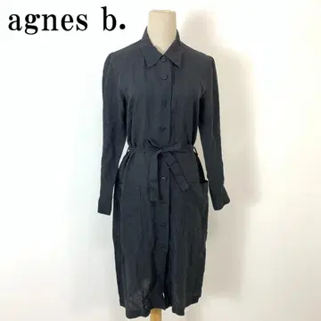 LA6528 에네스베 린넨 100% 긴팔 셔츠 원피스 블랙 38