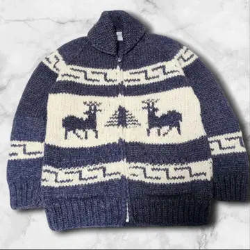 레어 KANATA 코위찬 니트 2XL 네이비 캐나다제 핸드니트
