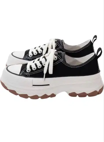 블랙 통굽 캔버스 스니커즈 플랫폼