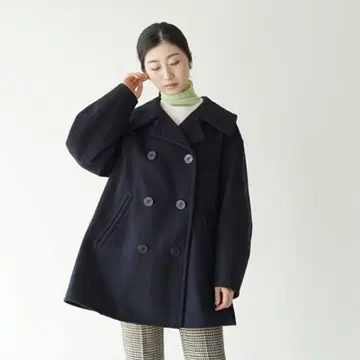 THE SHINZONE FLARE PEA COAT NAVY 34