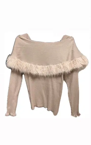 tocco closet 퍼 케이프풍 소매 프릴 리브 니트