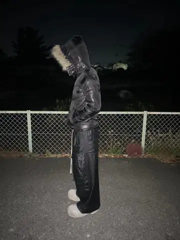 Y2K 퍼 달린 다운 자켓 헤이세이 갸루 남자 광택 짧은 기장 opium