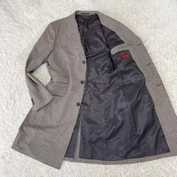 인헤일 익스헤일 롱 체스터 코트 캐시미어 혼방 글렌체크 LL