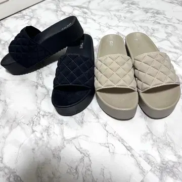 2가지 색상 세트 통굽 샌들 퀼팅 ZARA Bershka H&M 한국