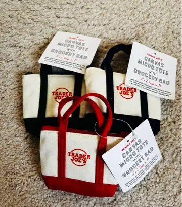 TRADER JOE'S 캔버스 미니 토트 에코백 3종 세트