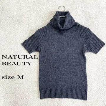 NATURAL BEAUTY 다크 블루 터틀넥 반팔 니트 M