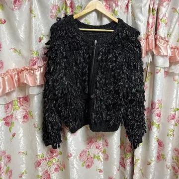 EVRIS 2WAY 프린지 니트 블루종