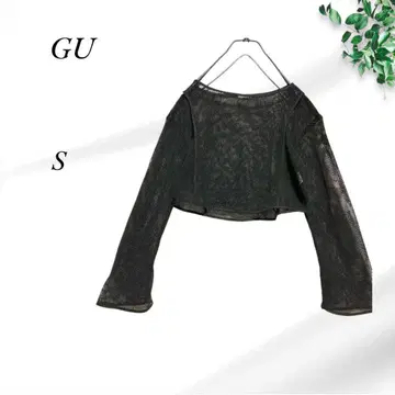 a706.지유/메쉬 상의 [ S ] 블랙/숏 기장/와이드 소매