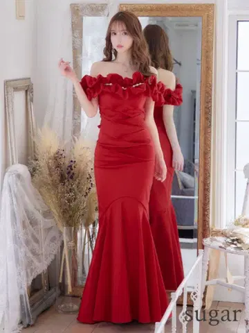 도니아 퀸 머메이드 롱 드레스 빨간색