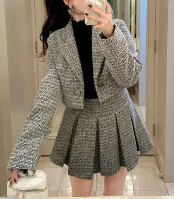 그레이 트위드풍 셋업