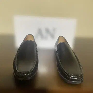 새상품 가죽 슬립온 캐주얼 슬립온 블랙 26cm