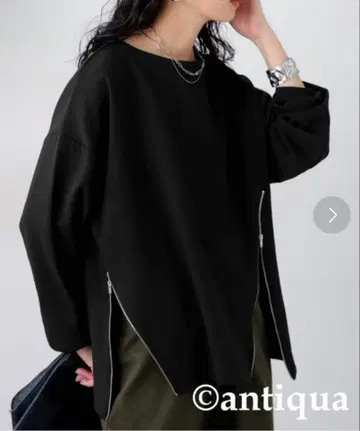 사이드 지퍼 롱 티셔츠