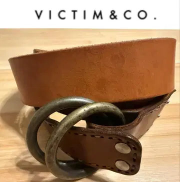 VICTIM 빅팀 가죽 반지 벨트 브라운 가죽 브래스 버클