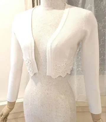 택 포함 플리마켓 셰릴 볼레로 S 자수 레이스 화이트