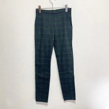 UNIQLO 체크 무늬 팬츠 그린 x 네이비 M 사이즈