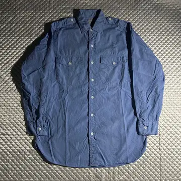 50s vintage 코튼 포플린 워크 셔츠 파랑 USA 밴드 포함