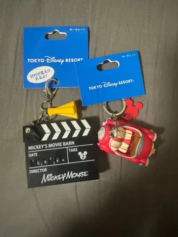 디즈니 키링 세트 날짜 키링, 빨간색 자동차 미키 키링 새상품