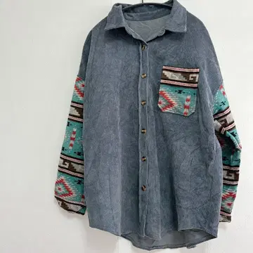 M 사이즈 그레이 패턴 긴팔 셔츠 겉옷 아우터