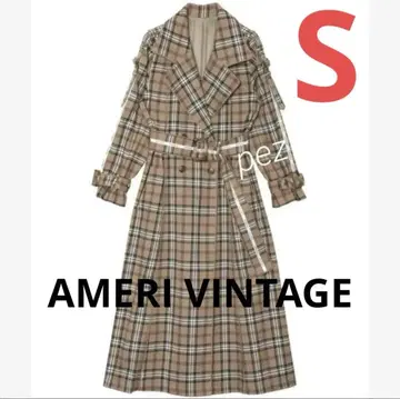 AMERI VINTAGE 패스코트 체크 코트 S 롱 베이지 계열