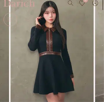 Darich 로고 가죽 니트 미니 원피스