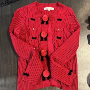 귀여운 빨간색 케이블 토끼 모자 꽁지 니트 스웨터 롱