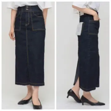 Praia 신데님! 더블 버튼 하이웨스트 데님 스커트 size 27