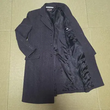 체스터 코트 캐시미어 혼방 헤링본 L 사이즈 롱 이탈리아제 원단