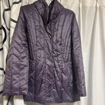 SWEET MIND 퍼플 퀼팅 다운 자켓 후드 부착