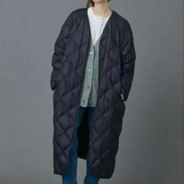 NORC 노크 얇은 소재 롱 코트 퀼팅 코트 블랙 검정