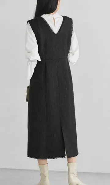 트위드 V넥 오버롤 스커트