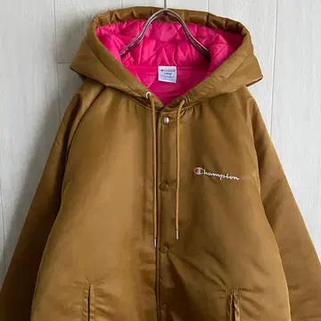 챔피온 자수 로고 나일론 새틴 충전솜 후디드 자켓