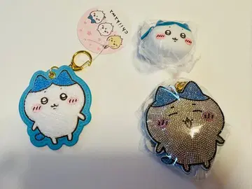 치이카와 (먼작귀) 하치와레 사가 자수 큐빅 키링 오카오 실리콘 파우치