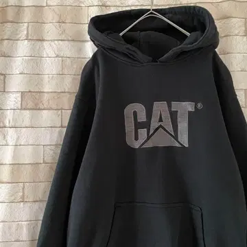 CAT 캐터필러 후드티 풀오버 센터 자수 속기모 블랙 L