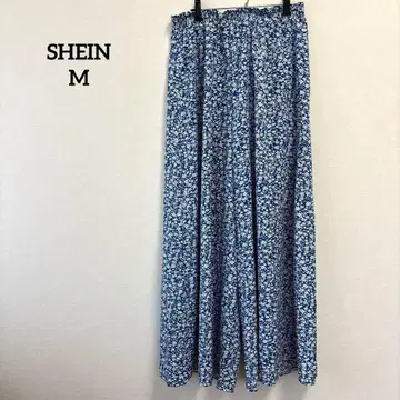 쉬인 꽃무늬 와이드 팬츠 블루 M 사이즈