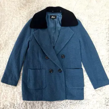JILL STUART 파랑 더블 브레스트 피 코트 S