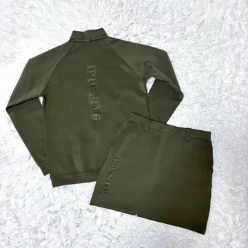 브리핑 골프 셋업 3D 카키 스커트 하프 지퍼