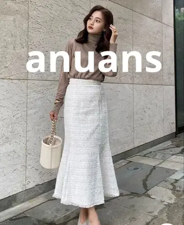 새상품급 anuans 오리지널 트위드 머메이드 스커트 ( ECRU )