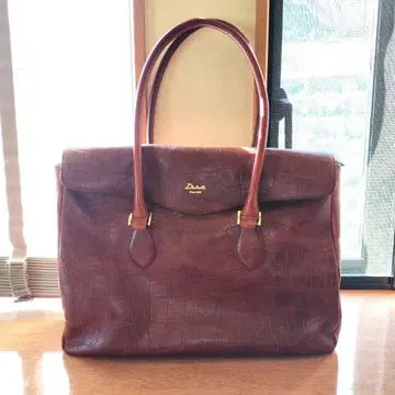 던힐 브라운 가죽 토트백