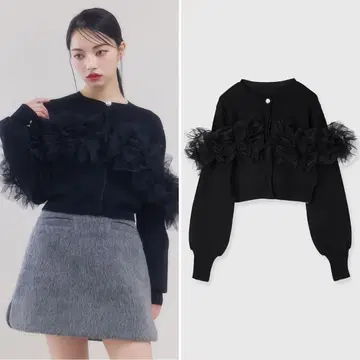 eimy istoire 정가 2만 5천원 튤 프릴 니트 가디건 F