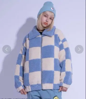 Candy Stripper 보아 코트 집업 점퍼 체크 무늬