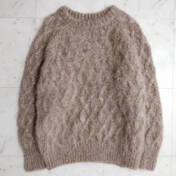 컨디션 최상 에디트포르루 모헤어 케이블 짜임 샤기 니트 베이지