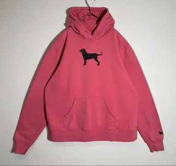 The Black Dog 프린트 로고 자수 속기모 후드티