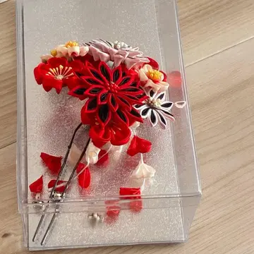 꽃 장식 빨간색 블랙 투명 케이스 포함 성인식 쓰미에세이