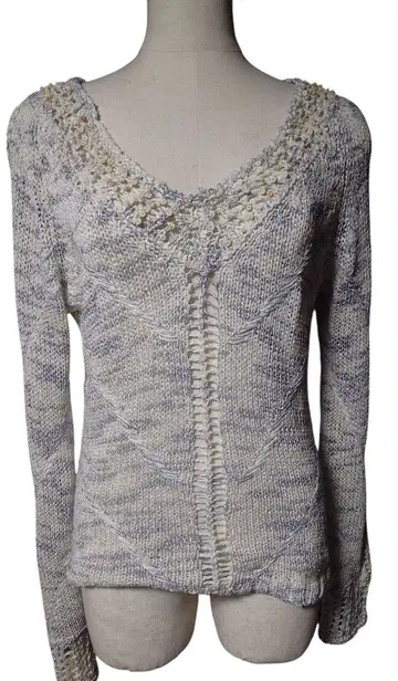 미사용품! POI 크리츠아 V넥 니트 긴팔 라이트 그레이 42 무료배송