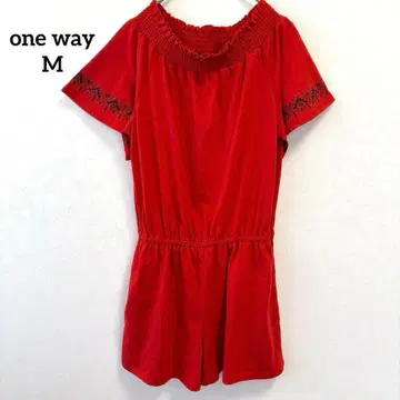 원웨이 자수 오프숄더 올인원 빨간색 M